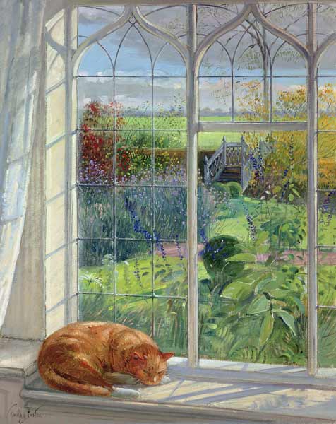 Sleeping Cat and Chinese Bridge (oil on canvas)  à Timothy  Easton