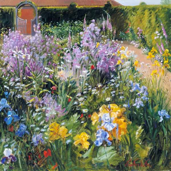 Sweet Rocket, Foxgloves and Irises, 2000 (oil on canvas)  à Timothy  Easton