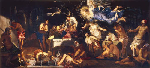 St. Rochus in the Dungeon à Tintoretto (alias Jacopo Robusti, alias Le Tintoret)