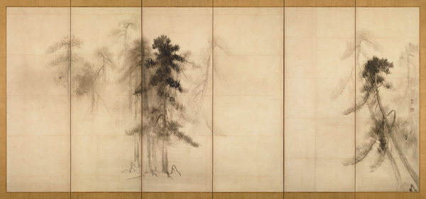 Pine Trees (Right of a pair of six-section folding screens) à Tohaku Hasegawa 