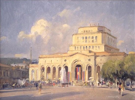 Evening, Republic Square, Yerevan (oil on canvas)  à Trevor  Chamberlain