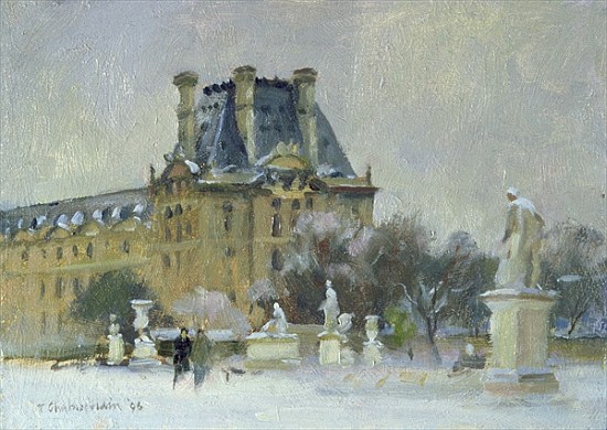 Snow in the Tuilleries, Paris, 1996 (oil on canvas)  à Trevor  Chamberlain