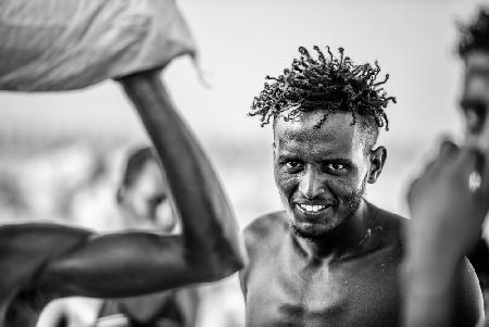 Afar salt worker