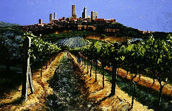 Grape Vines, San Gimignano, Tuscany, 1998 (oil on canvas)  à Trevor  Neal