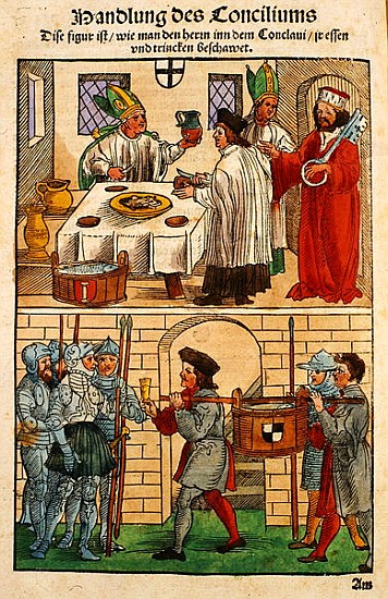 How the bread and wine were distributed to the people during the Council of Constance, from ''Chroni à Ulrich von Richental