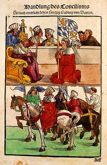 The Duke of Bayern receives his Feudal rights from the Emperor at the Council of Constance, from ''C à Ulrich von Richental