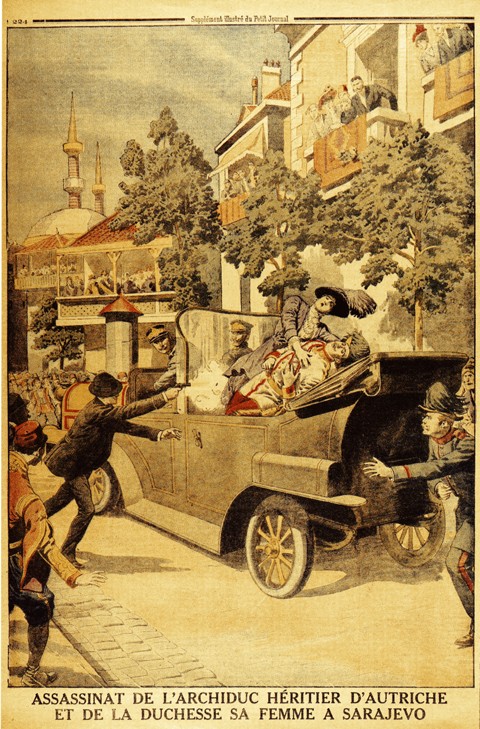 The Assassination of Archduke Franz Ferdinand of Austria and his wife, Duchess Sophia, by Gavrilo Pr à Artiste inconnu