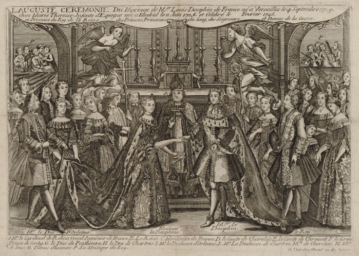 Marriage of Louis, Dauphin of France to Marie Thérèse Raphaëlle, Infanta of Spain in 1745 at Versail à Artiste inconnu