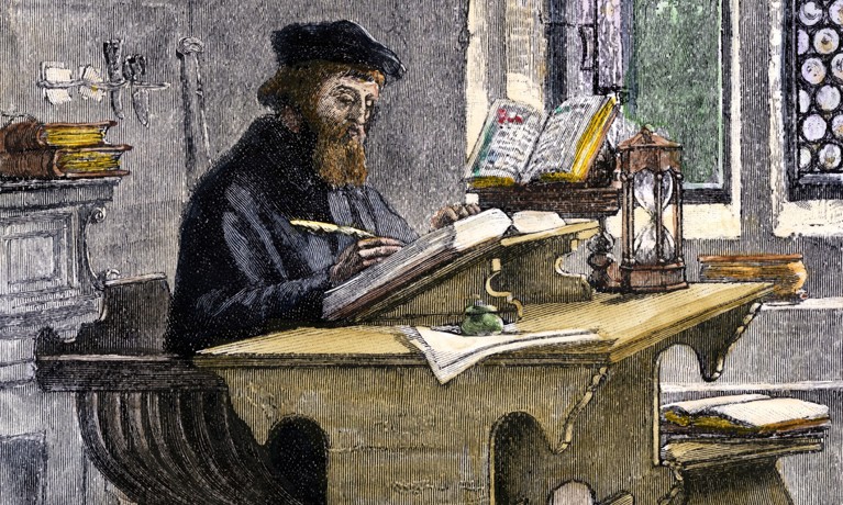 John Wycliffe at work à Artiste inconnu