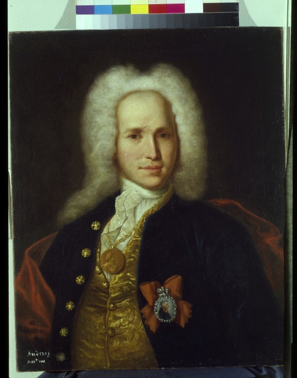 Portrait of the scientist, military engineer and inventor Andrey Nartov (1683-1756) à Artiste inconnu