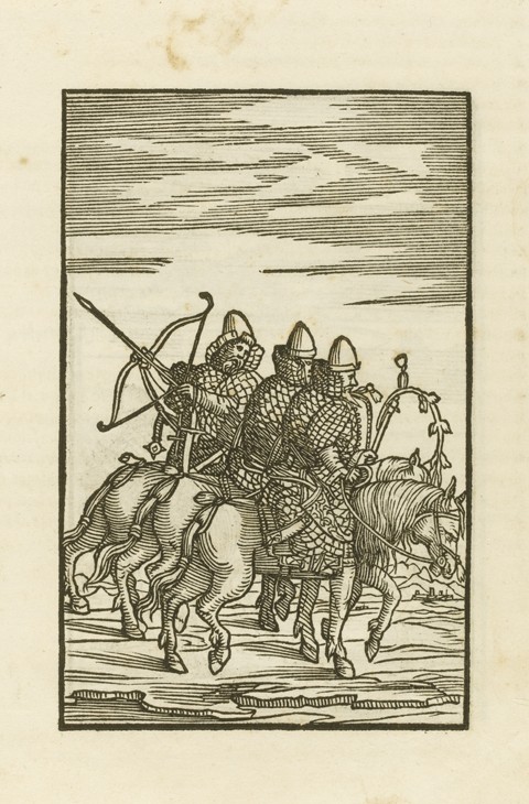 Russian warriors. (From: Comentari della Moscovia et parimente della Russia by Sigmund von Herberste à Artiste inconnu