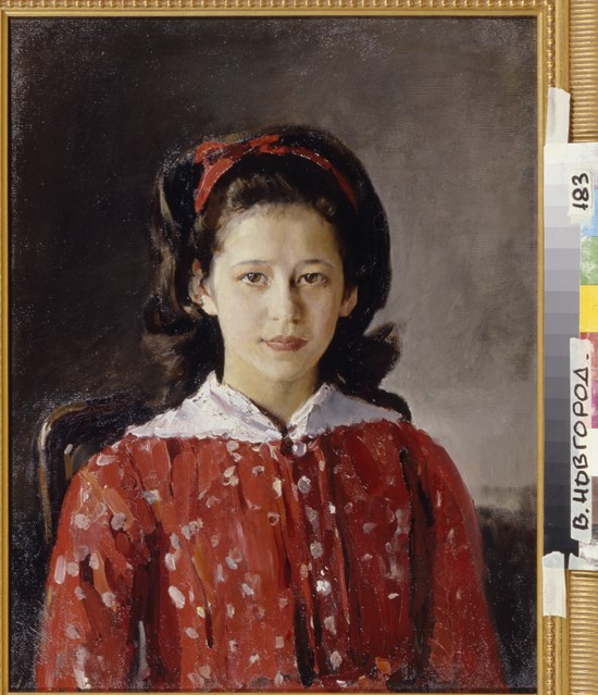 Portrait of Lyudmila Anatolyevna Mamontova (1874-1937) à Valentin Alexandrowitsch Serow