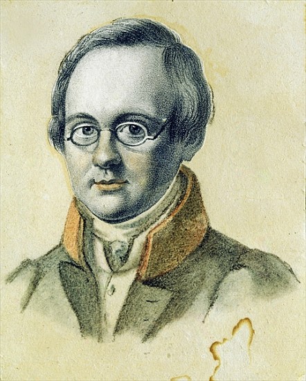 Portrait of Anton A. Delvig, 1830 (lithograph and w/c on paper) à Valerian Platonovich Langer