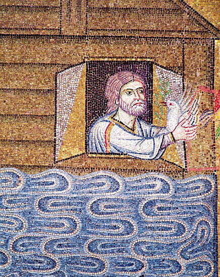 The Flood, from the Atrium, detail of Noah receiving the white dove à École vénéto-byzantine