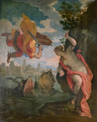 Perseus Rescuing Andromeda (oil on canvas) à Paolo Veronese (alias Paolo Caliari)