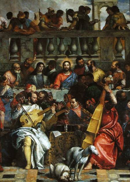 The Marriage Feast at Cana, detail of Christ and musicians à Paolo Veronese (alias Paolo Caliari)