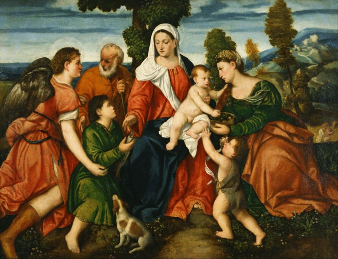 The Holy Family with Tobias and the Angel, Saint Dorothy, John the Baptist and the Miracle of the Co à Paolo Veronese (alias Paolo Caliari)