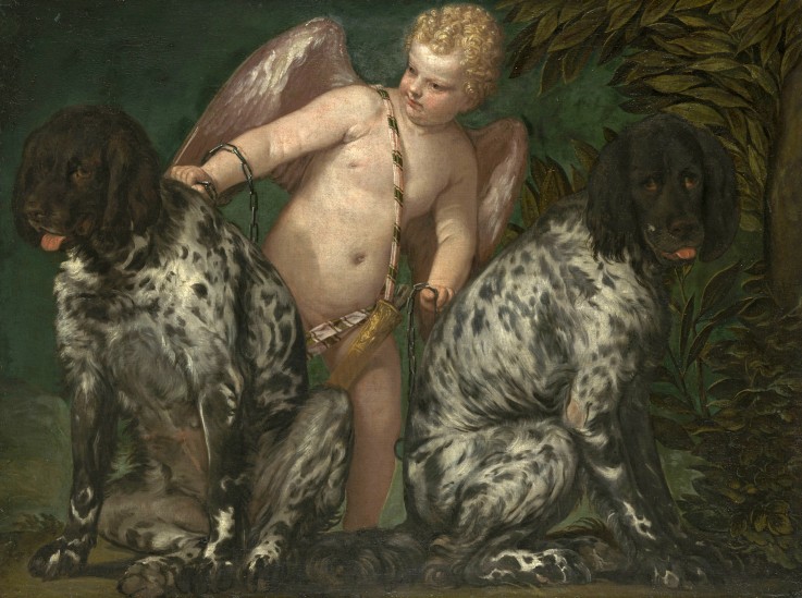 Cupid with two Dogs à Paolo Veronese (alias Paolo Caliari)
