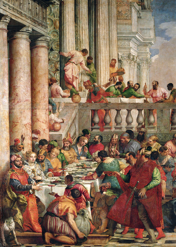 The Marriage Feast at Cana, detail of the left hand side à Paolo Veronese (alias Paolo Caliari)