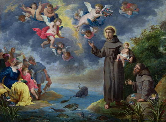 St. Anthony of Padua Preaching to the Fish (oil on copper) à Victor Wolfvoet