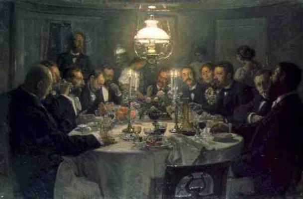 An Artist's Gathering, 1903 (oil on canvas) à Viggo Johansen