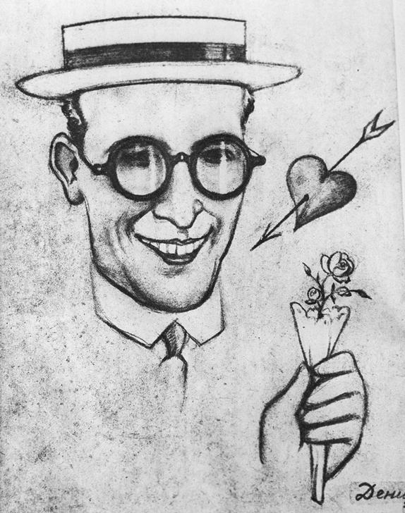 Caricature on American actor Harold Lloyd à Viktor Nikolaevich Deni