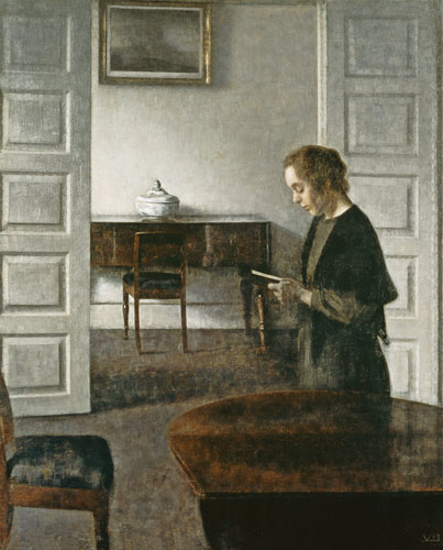 Interior with a Lady Reading à Vilhelm Hammershoi