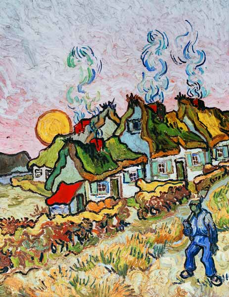 van Gogh / Farmhouses at sunset / 1890 à Vincent van Gogh