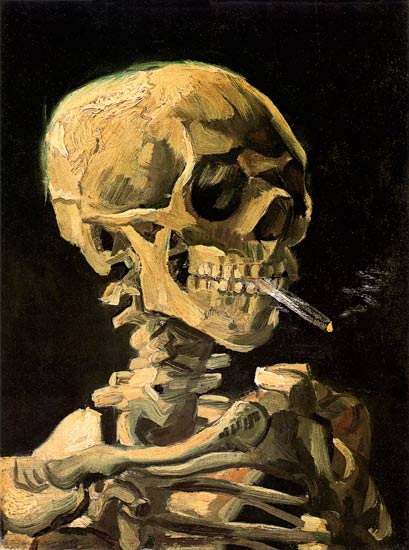 Crâne d'homme avec cigarette à Vincent van Gogh