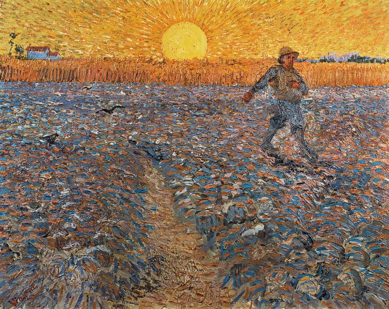 Semeur au soleil couchant - peinture huile sur toile de Vincent van Gogh en  reproduction imprimée ou copie peinte à l\'huile sur toile