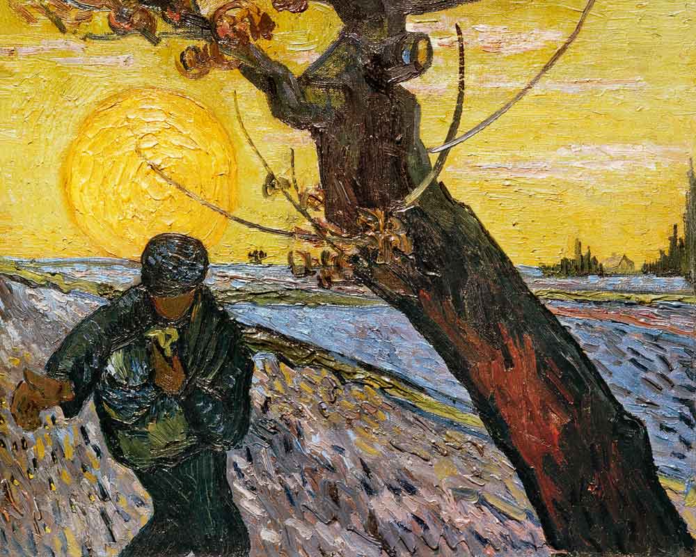 Le semeur au soleil couchant, détail - peinture huile sur toile de Vincent van  Gogh en reproduction imprimée ou copie peinte à l\'huile sur toile