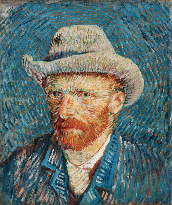 Autoportrait au chapeau de feutre - peinture huile sur toile de Vincent van  Gogh