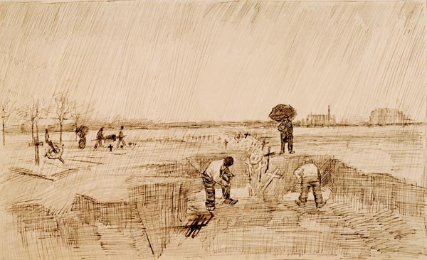 Van Gogh, Cemetery in the Rain / Draw. à Vincent van Gogh