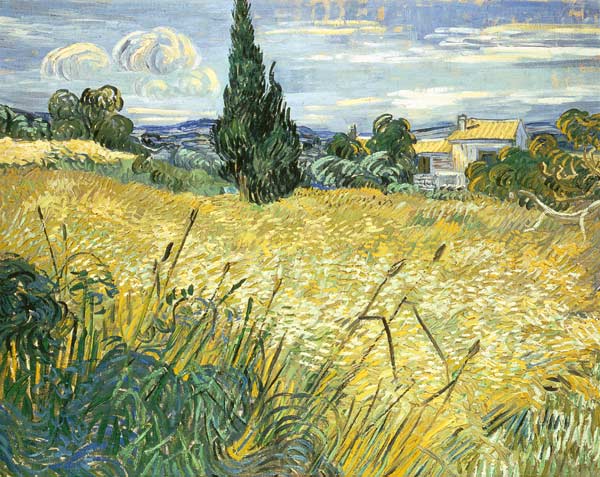 Champ de blé vert avec cyprès à Vincent van Gogh