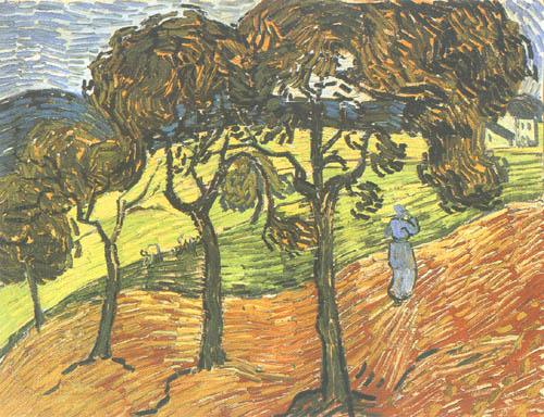 Landscape with trees and figures - Vincent van Gogh