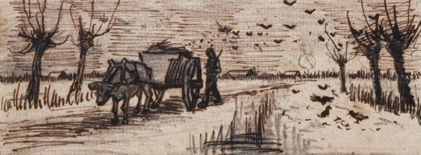 Ox-Cart in the Snow, from a Series of Four Drawings Symbolizing the Four Seasons (pencil, pen and br à Vincent van Gogh