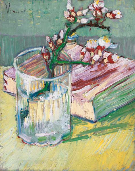 Nature morte avec branche d'amandier en fleurs à Vincent van Gogh