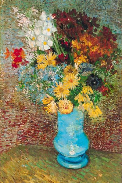 Fleurs dans le vase bleu