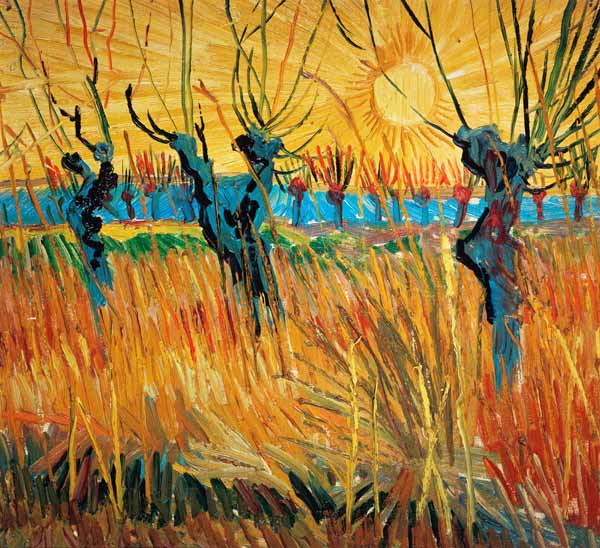 Les saules au soleil couchant - peinture huile sur toile de Vincent van Gogh  en reproduction imprimée ou copie peinte à l\'huile sur toile