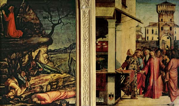 Christ's Calling of St. Matthew and the Agony in the Garden (oil on two panels) à Vittore Carpaccio