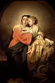 La jeune femme avec l'enfant Jésus.