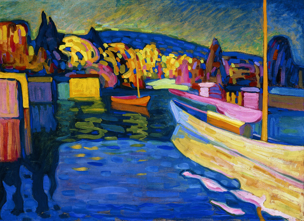 Paysage d'automne avec bateaux  à Vassily Kandinsky