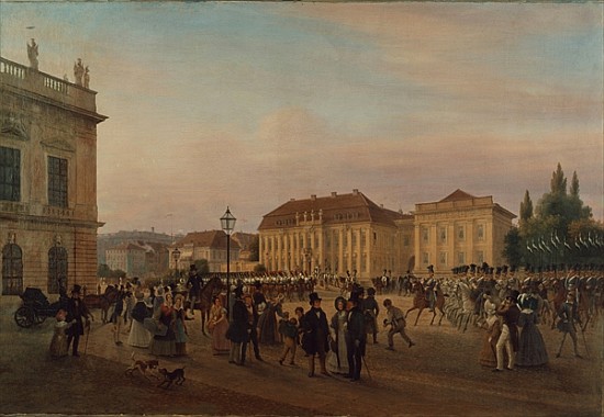 Parade before the royal palace à Wilhelm Bruecke