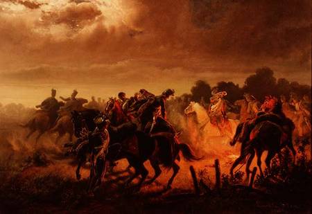 Night Alert, Hussar outpost in the Italian Campaign 1848-49 à Wilhelm Emele