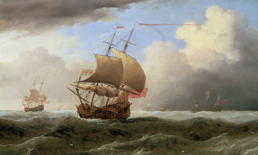 An English Ship Close-hauled in a Strong Breeze à Willem van de Velde le Jeune