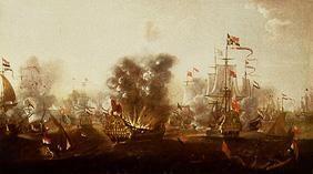 l'explosion du navire Eendracht dans la bataille de Lowestoft