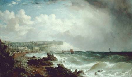 Ventnor, Isle of Wight, from the Beach, Approaching Squall à William Adolphus Knell