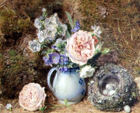 Still Life of Flowers and Nest à William Henry Hunt