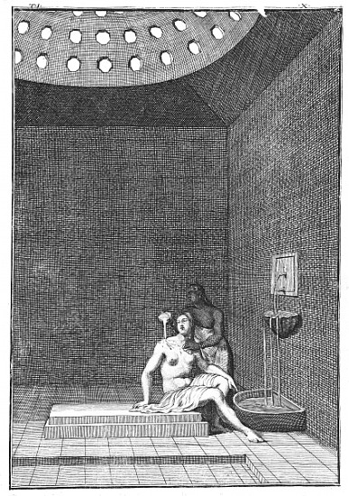 A Turkish Bath, illustration from Aubry de la Mottraye''s ''Travels through Europe, Asia and into pa à William Hogarth