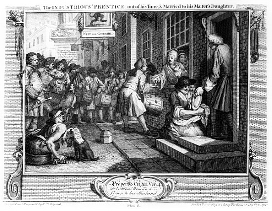 The Industrious ''Prentice out of his Time and Married to his Master''s Daughter, plate VI of ''Indu à William Hogarth